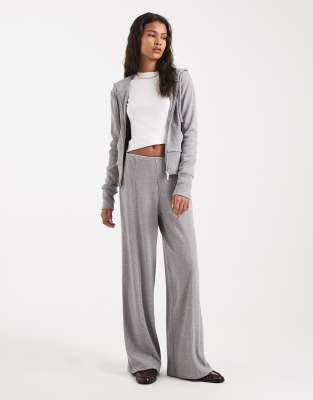 ASOS DESIGN - Pantalon large en fine maille - Gris chiné