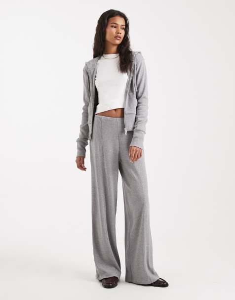 ASOS DESIGN - Pantalon large en fine maille - Gris chiné - view 1