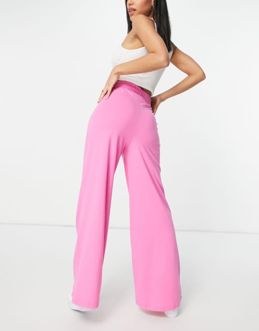 Asos Design Pantalon Large En Jersey Rose Chine Asos