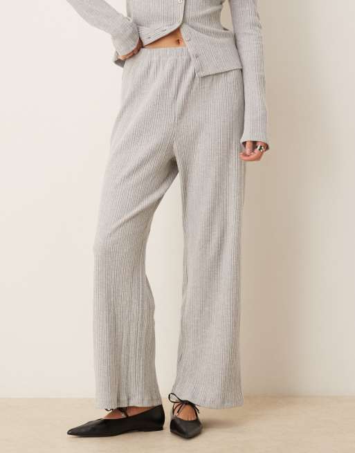 ASOS DESIGN - Pantalon large en maille côtelée brossée ultra-douce - Gris, 5 de 5