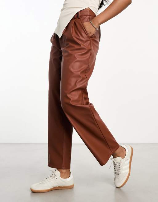 Pantalon large marron hot sale