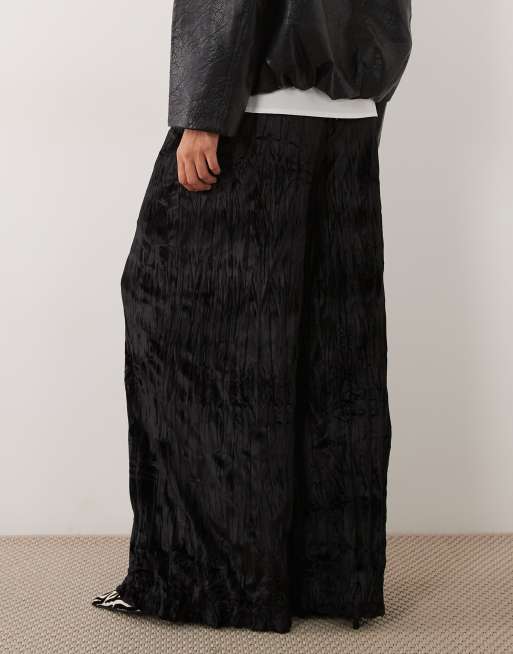 ASOS DESIGN pantalon large en velours froissé noir, 3 de 5