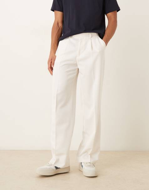 ASOS DESIGN - Pantalon large habillé à pinces - Blanc - view 1