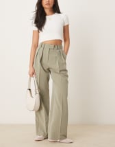 ARRANGE boxy seamed top with tie back detail in olive