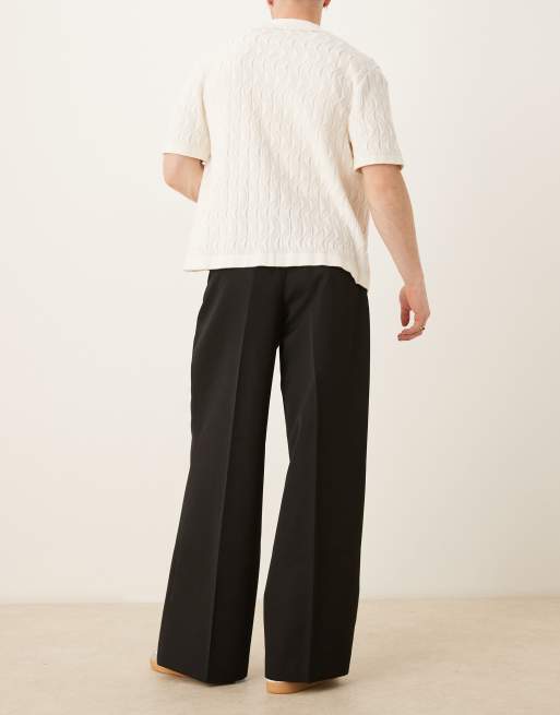 ASOS DESIGN smart loose fit trousers with front pleat in black