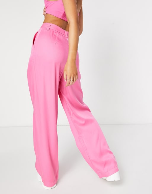 Asos Design Pantalon Large Piece D Ensemble Rose Vif Asos
