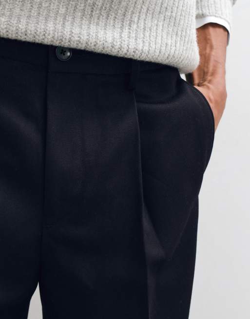 ASOS DESIGN pantalon large plissé ajusté bleu marine, 3 de 5