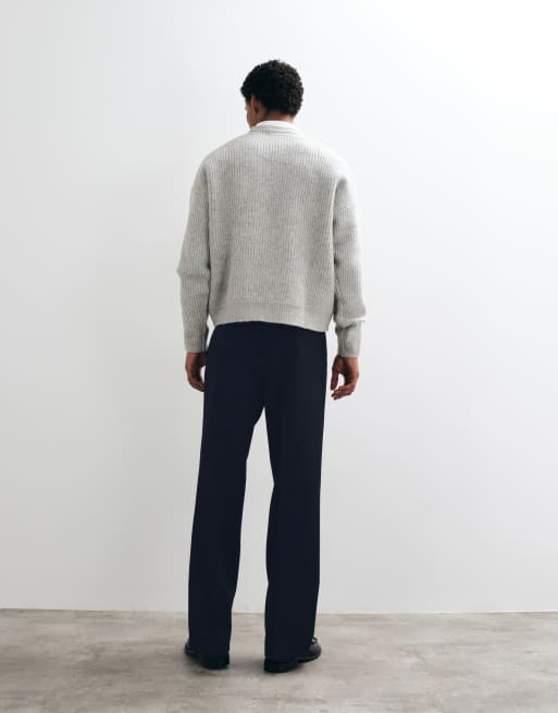 ASOS DESIGN pantalon large plissé ajusté bleu marine, 4 de 5