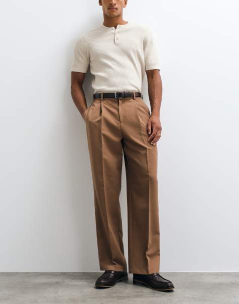 ASOS DESIGN pantalon large plissé ajusté en marron chaud - view 1