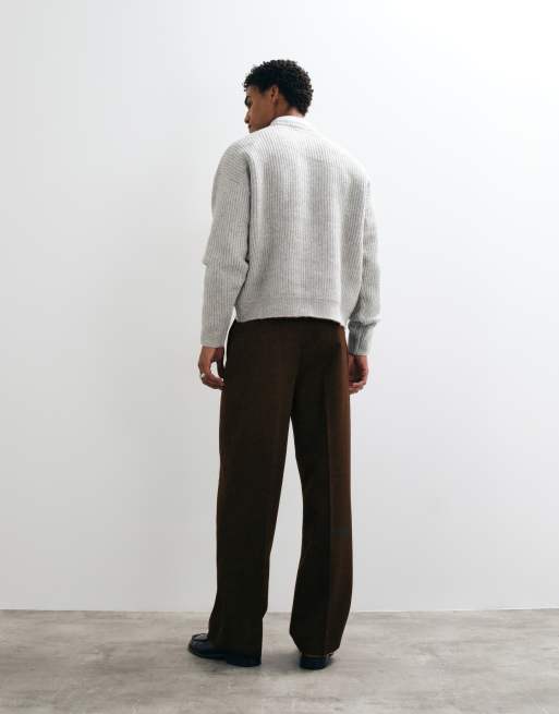 ASOS DESIGN pantalon large plissé ajusté marron foncé, 4 de 5