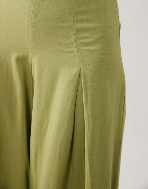 ASOS DESIGN - Pantalon large plissé - Olive, 4 de 5