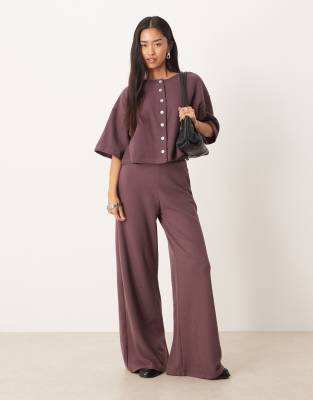 ASOS DESIGN - Pantalon large ultra-doux - Prune-Rouge