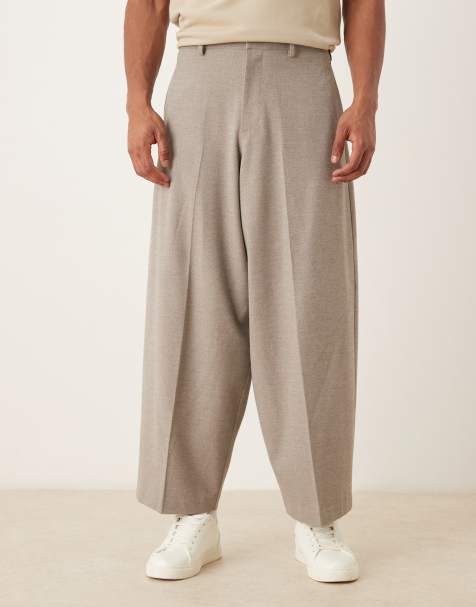 ASOS DESIGN - Pantalon met barrel-pijpen in geborsteld gemêleerd grijs - view 1
