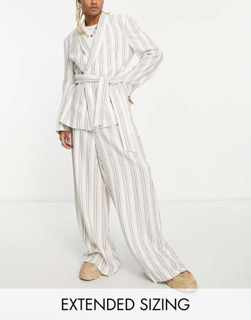 ASOS DESIGN - Pantalon met extreem wijde pijpen in ecru met strepen, 2 van 5