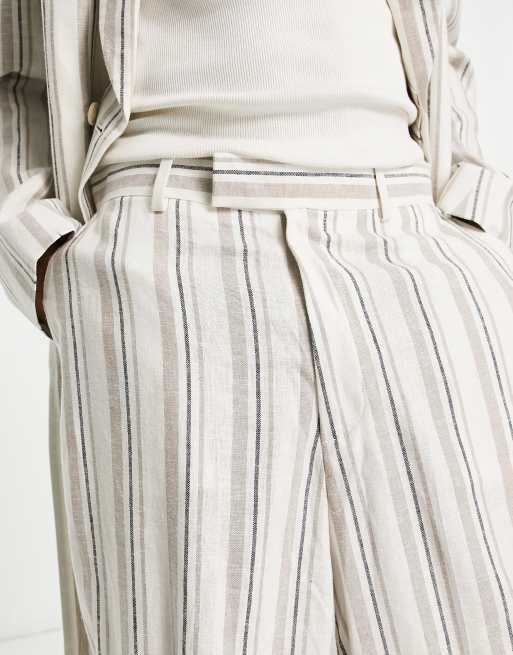 ASOS DESIGN - Pantalon met extreem wijde pijpen in ecru met strepen, 3 van 5