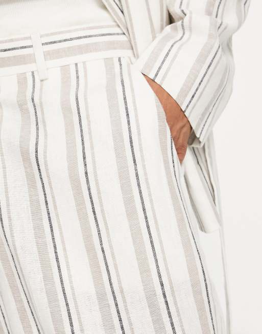 ASOS DESIGN - Pantalon met extreem wijde pijpen in ecru met strepen, 5 van 5