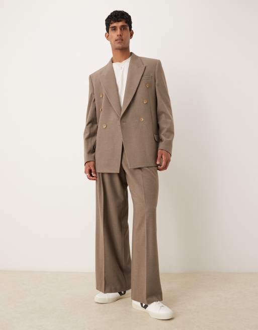 ASOS DESIGN - Pantalon met losse pijpen en textuur in beige, 2 van 5