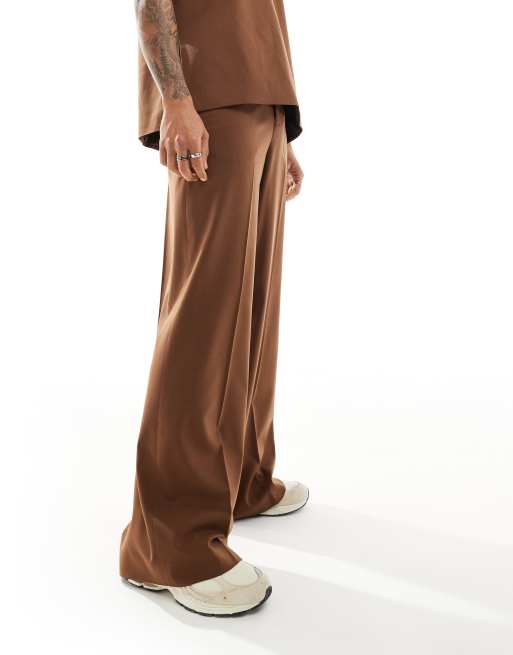 ASOS DESIGN - Pantalon met losse pijpen in chocoladebruin