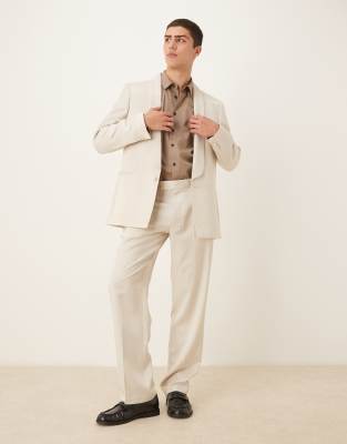 ASOS DESIGN - Pantalon met rechte pijpen in beige satijn - view 1