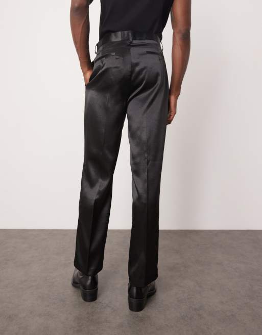 ASOS DESIGN - Pantalon met rechte pijpen in zwart satijn, 5 van 5