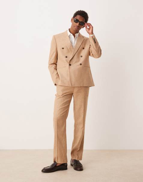 ASOS DESIGN - Pantalon met rechte pijpen van linnenmix in lichtbruin - view 1