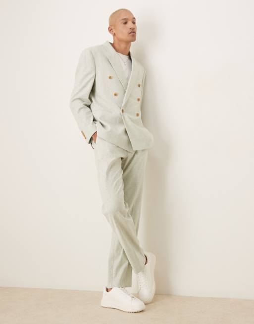 ASOS DESIGN - Pantalon met rechte pijpen van linnenmix in mintgroen