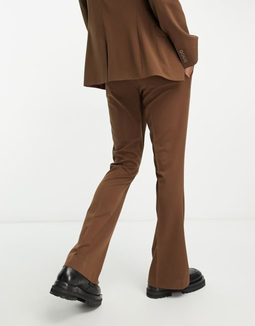 ASOS DESIGN - Pantalon met uitlopende pijpen in bruin, 2 van 5