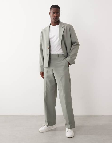ASOS DESIGN - Pantalon met wijde pijpen en geribbelde textuur in groen - view 1