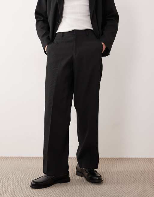ASOS DESIGN - Pantalon met wijde pijpen en geribbelde textuur in zwart, 2 van 5