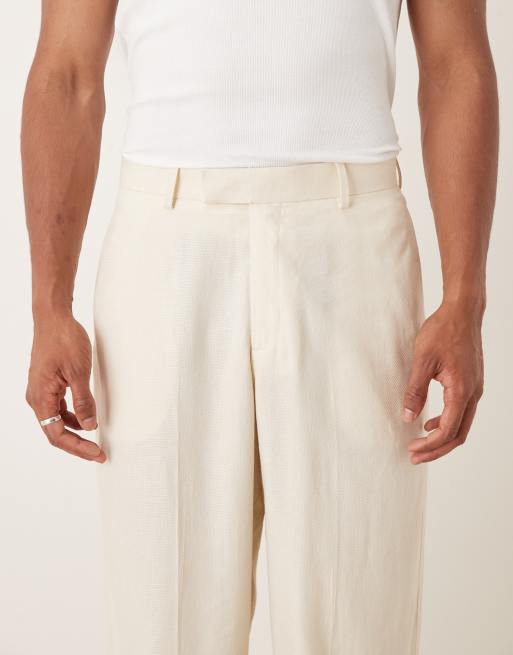 ASOS DESIGN - Pantalon met wijde pijpen en linnen in wit, 4 van 5