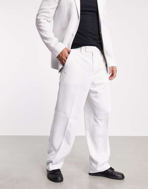 ASOS DESIGN - Pantalon met wijde pijpen en textuur in ijsgrijs, 4 van 4