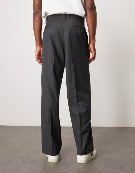 ASOS DESIGN - Pantalon met wijde pijpen in antracietgrijs