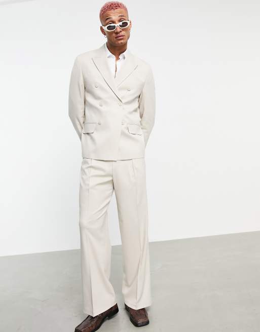 ASOS DESIGN - Pantalon met wijde pijpen in beige