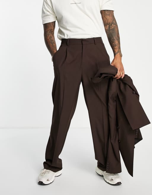 ASOS DESIGN - Pantalon met wijde pijpen in chocoladebruin