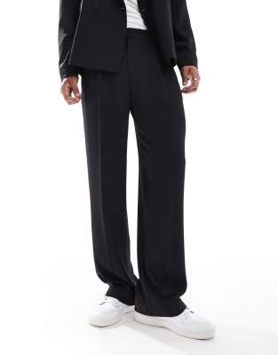 ASOS DESIGN - Pantalon met wijde pijpen in zwart