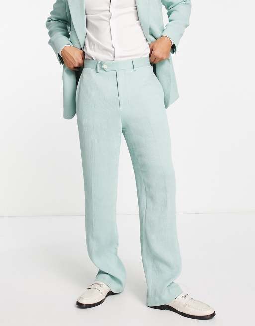 ASOS DESIGN - Pantalon met wijde pijpen van kreukelstof in mintgroen
