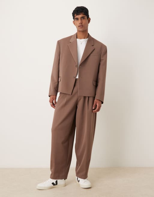 ASOS DESIGN - Pantalon met wijde ronde pijpen in bruin, 2 van 5