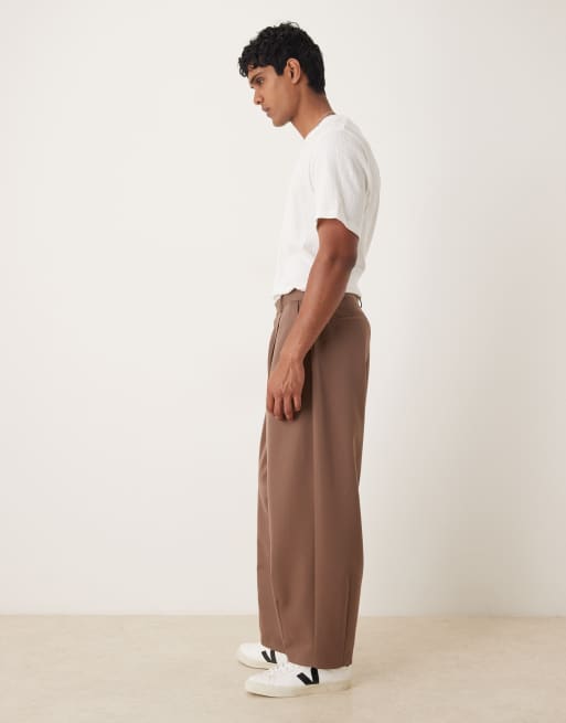 ASOS DESIGN - Pantalon met wijde ronde pijpen in bruin, 3 van 5