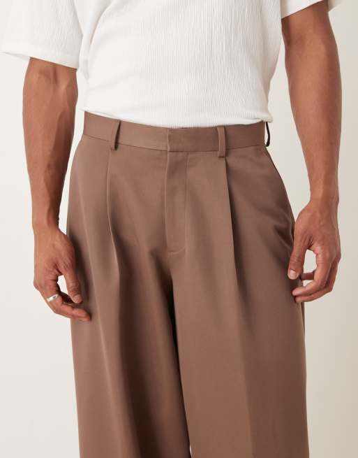 ASOS DESIGN - Pantalon met wijde ronde pijpen in bruin, 4 van 5