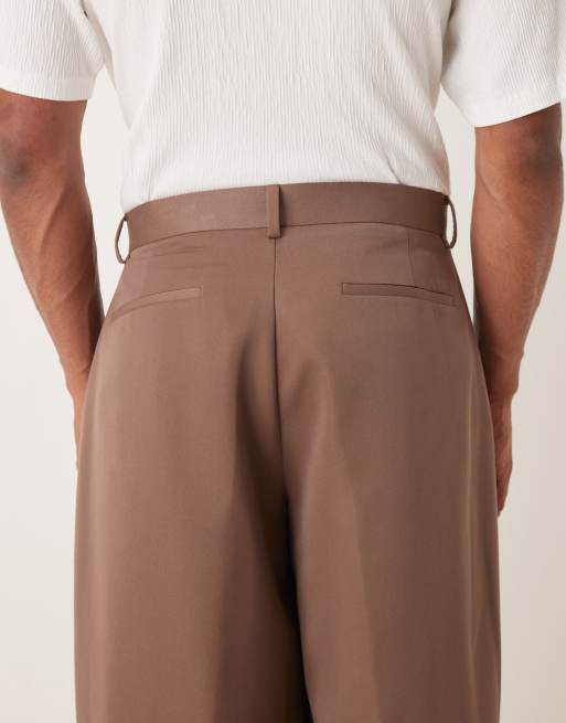 ASOS DESIGN - Pantalon met wijde ronde pijpen in bruin, 5 van 5