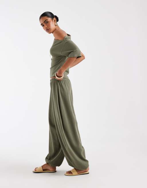 ASOS DESIGN - Pantalon oversize coupe ballon d'ensemble texturé - Kaki, 2 de 5