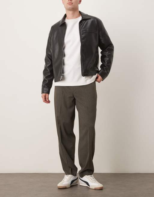 ASOS DESIGN - Pantalon oversize élégant coupe fuselée en flanelle à fines rayures - Gris, 2 de 5