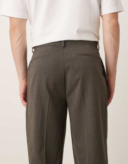 ASOS DESIGN - Pantalon oversize élégant coupe fuselée en flanelle à fines rayures - Gris, 5 de 5