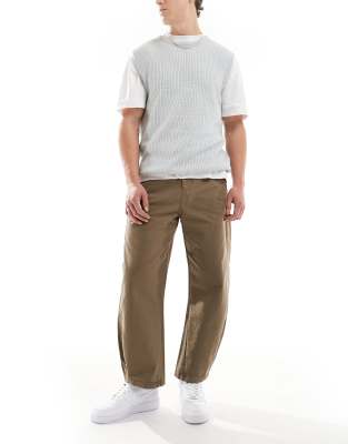 ASOS DESIGN - Pantalon oversize en toile à logo ADS - Marron