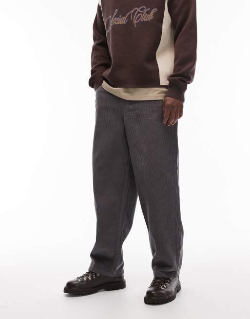 ASOS DESIGN - Pantalon oversize fuselé à enfiler en velours côtelé - Anthracite, 2 de 5