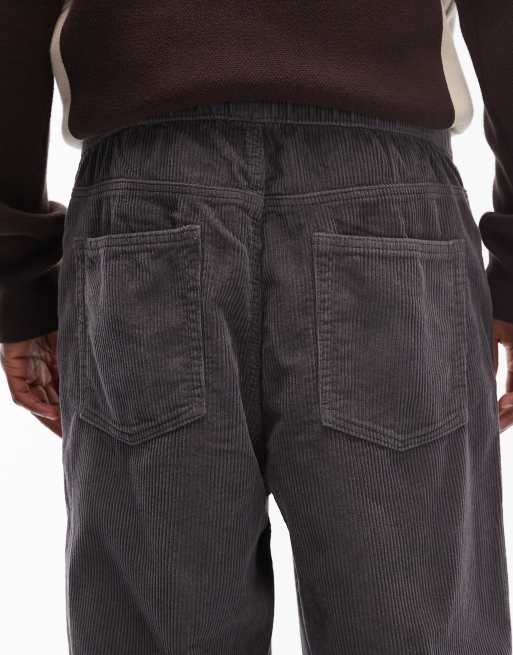 ASOS DESIGN - Pantalon oversize fuselé à enfiler en velours côtelé - Anthracite, 5 de 5
