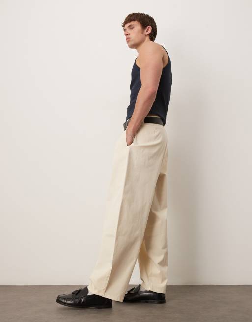 ASOS DESIGN - Pantalon oversize fuselé à pinces - Beige, 2 de 5