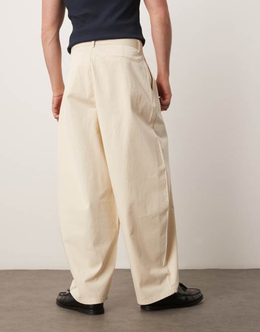 ASOS DESIGN - Pantalon oversize fuselé à pinces - Beige, 4 de 5