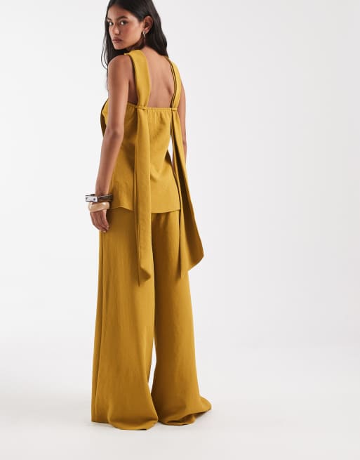 ASOS DESIGN pantalon palazzo ajusté taille haute avec détail corset doré, 5 de 5