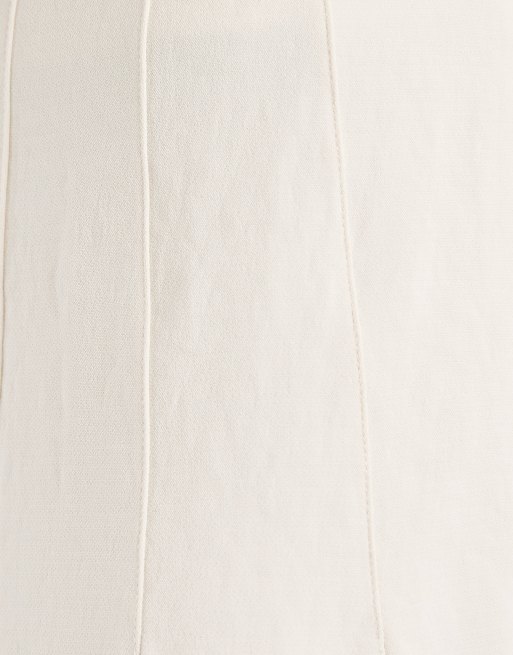 ASOS DESIGN pantalon palazzo ajusté taille haute avec détail corset, ensemble, crème, 5 de 5
